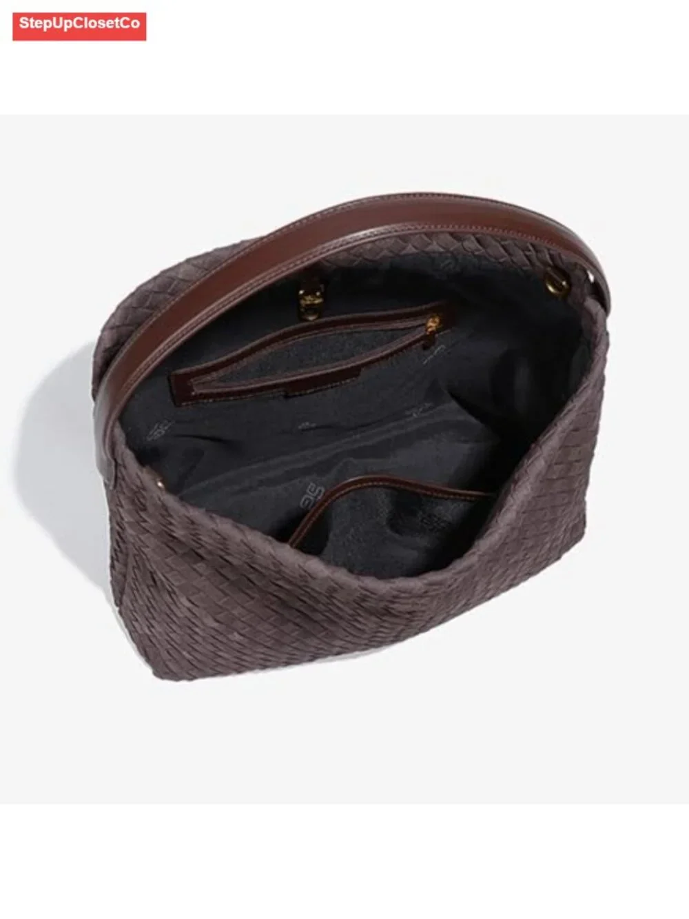 Woven Faux Leather Hobo Shoulder Bag Adjustable Crossbody Satchel Handbag